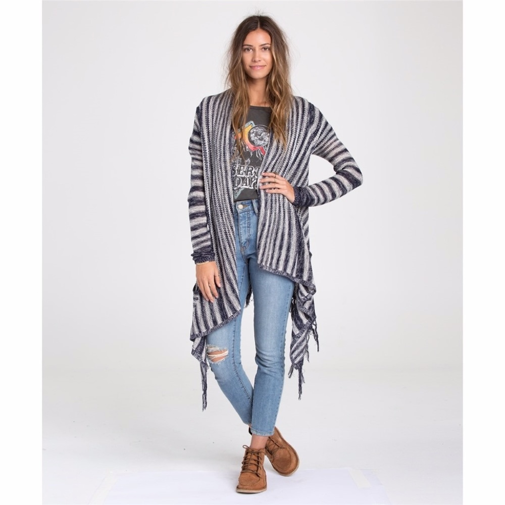 Billabong Blue Striped Cardigan size L